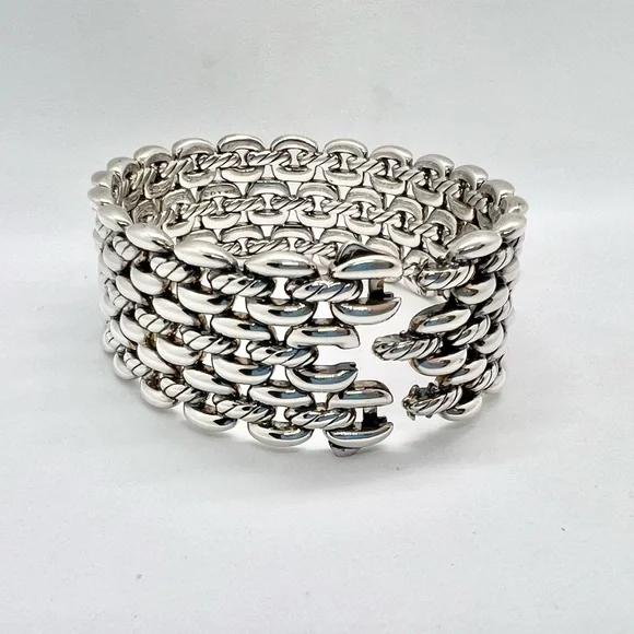David Yurman Thoroughbred 3-Row Cuff Bracelet - Picture 10 of 16
